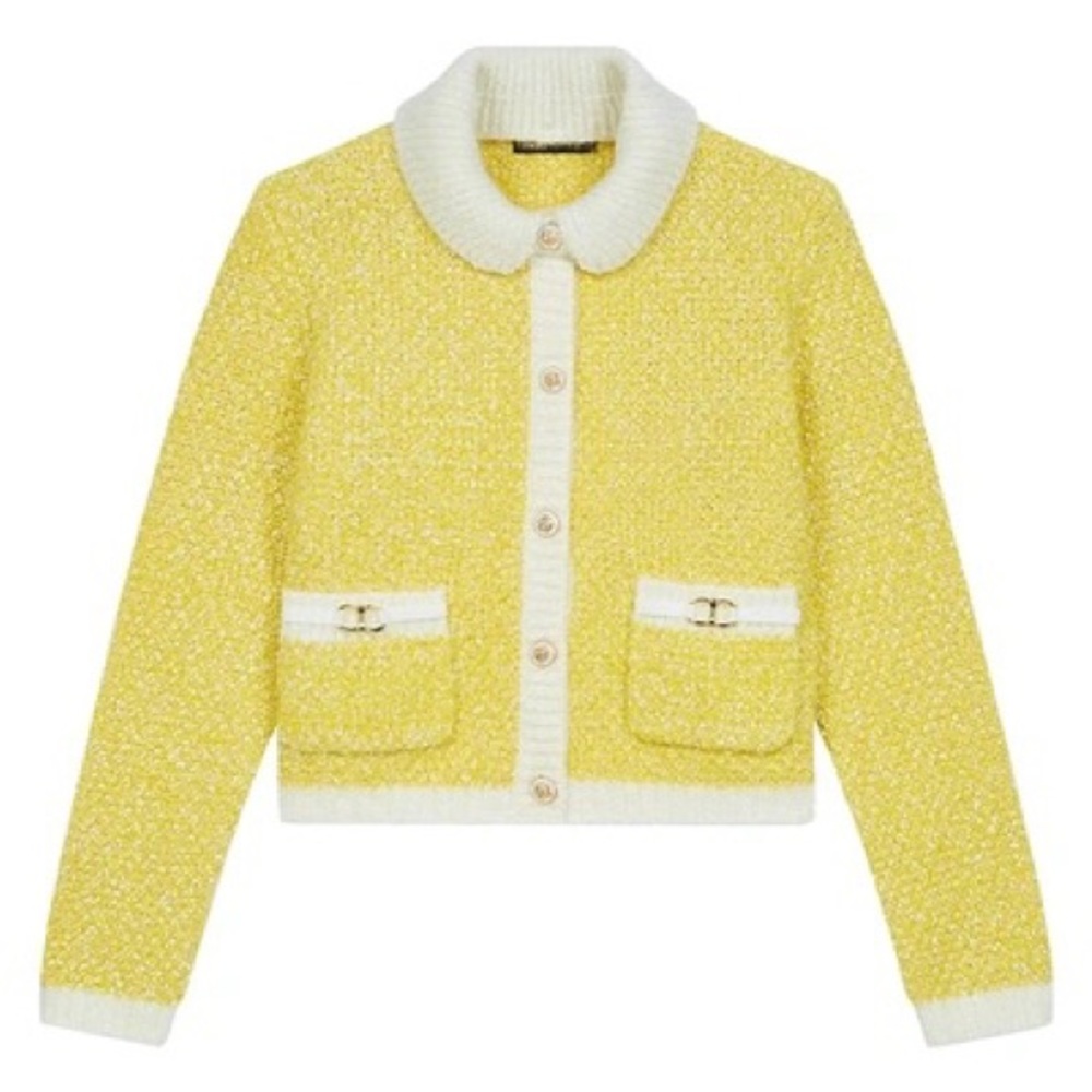 Maje Fancy Knit Cardigan with Horsebit Detail (size 3)